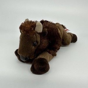Aurora Buffalo Bison Plush Stuffed Toy Floppy Animal Brown Horns
